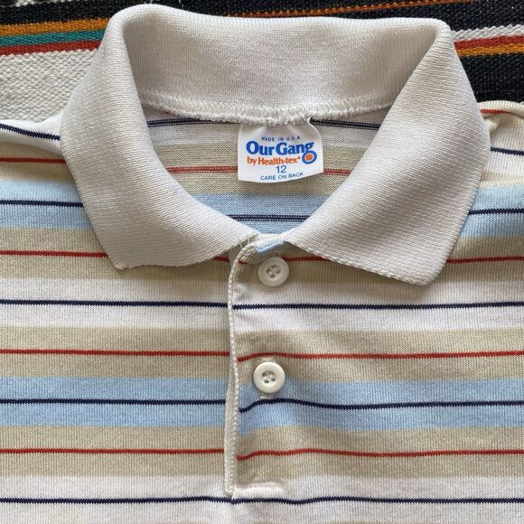 Vintage 70’s Our Gang Healthtex Button Collared Boy’s Tee Shirt. USA. Size 12. - Picture 3 of 11